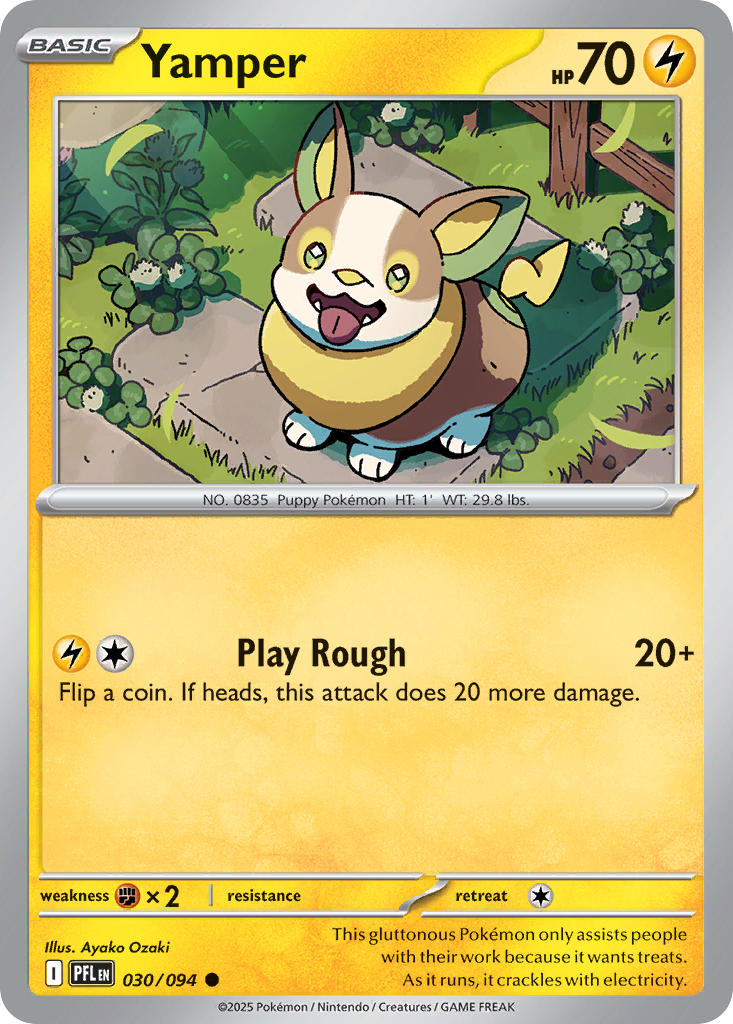 Yamper 030/094 Common Phantasmal Flames Pokémon card