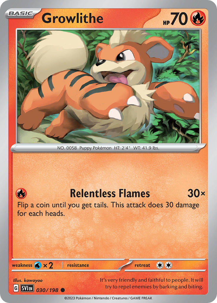 Growlithe 030/198 Common Scarlet & Violet Pokémon card