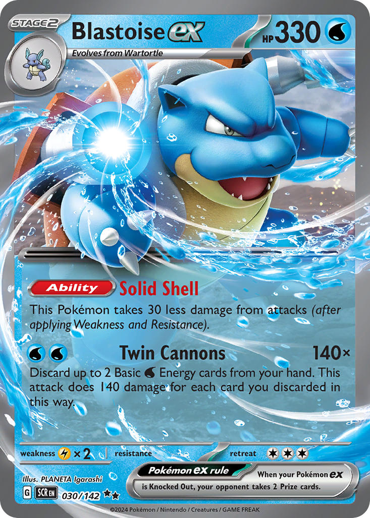 Blastoise EX 030/142 Double Rare Stellar Crown Pokémon card