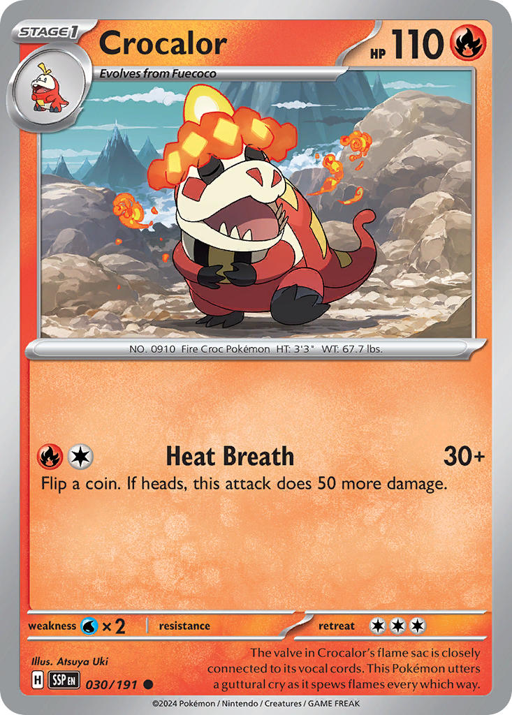 Crocalor 030/191 Common Surging Sparks Pokémon card