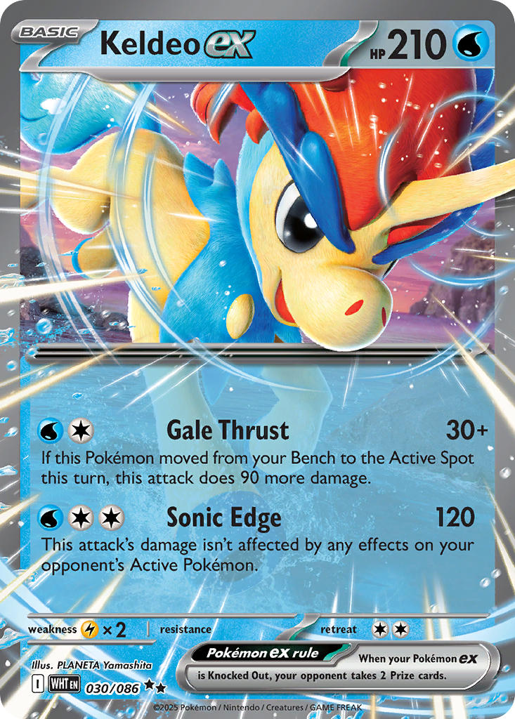 Keldeo EX 030/086 Double Rare White Flare Pokémon card
