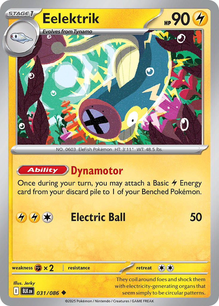 Eelektrik 031/086 Uncommon Black Bolt Pokémon card