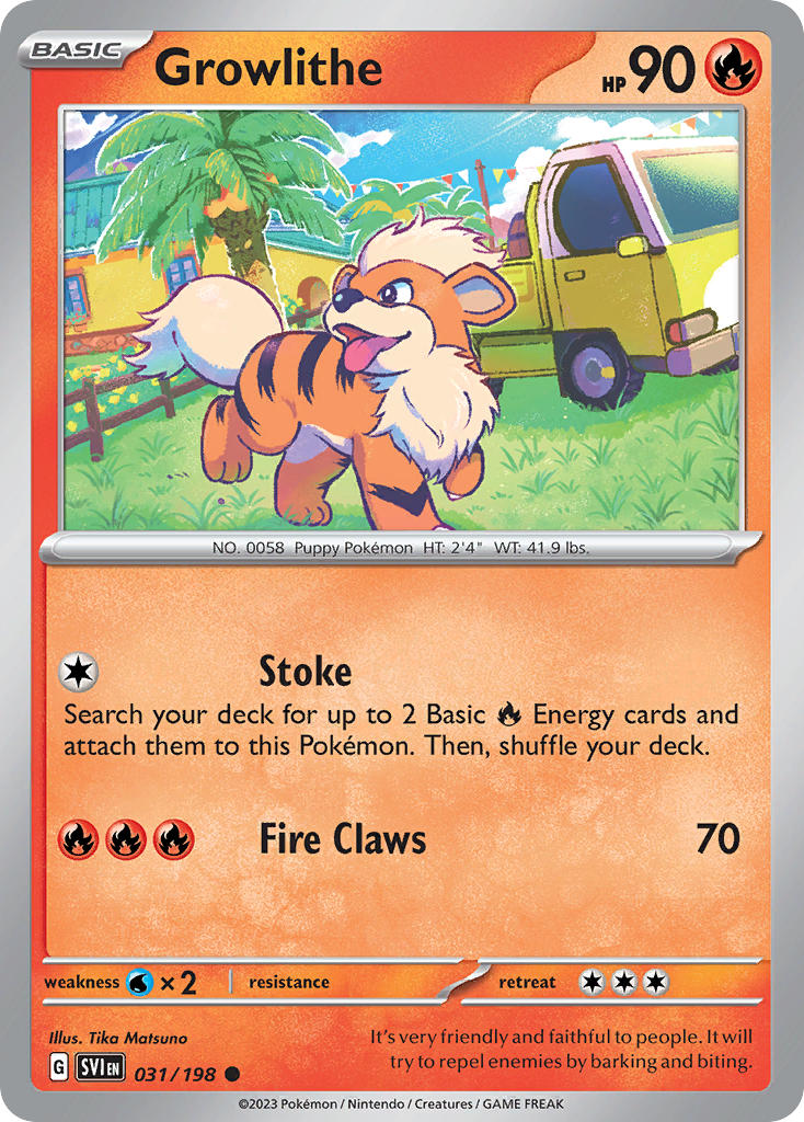 Growlithe 031/198 Common Scarlet & Violet Pokémon card