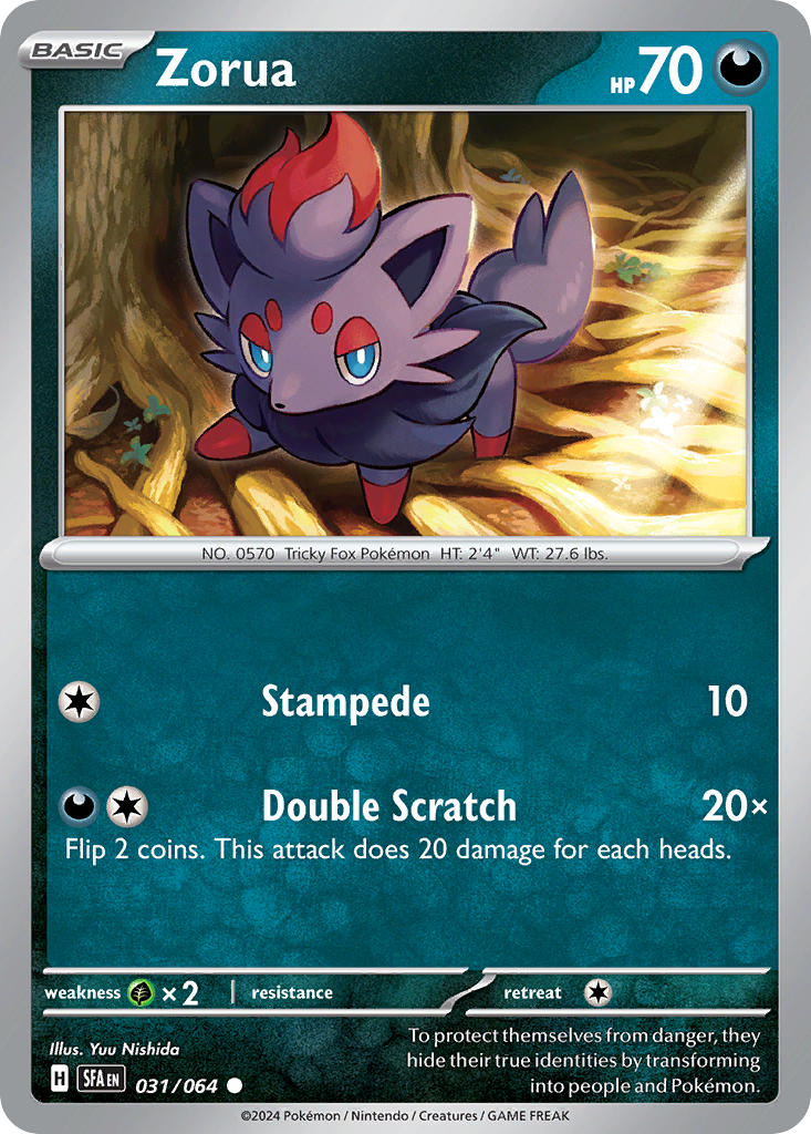 Zorua 031/064 Common Shrouded Fable Pokémon card