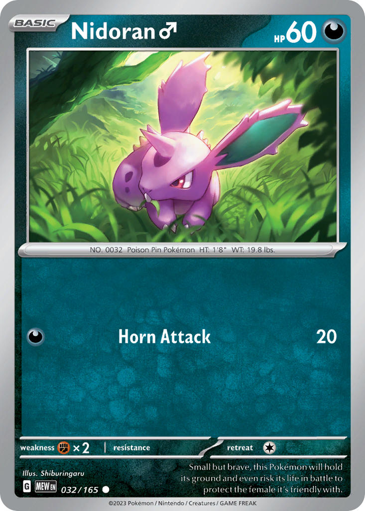 Nidoran♂ 032/165 Common 151 Pokémon card