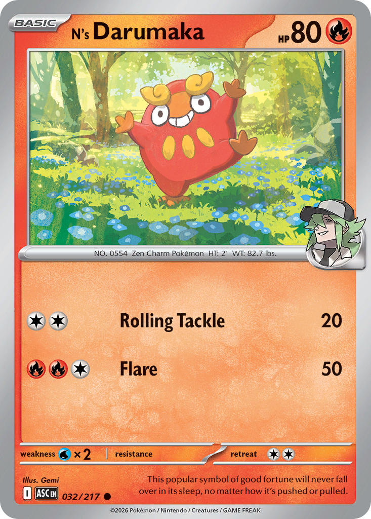 N's Darumaka 032/217 Common Ascended Heroes Pokémon card