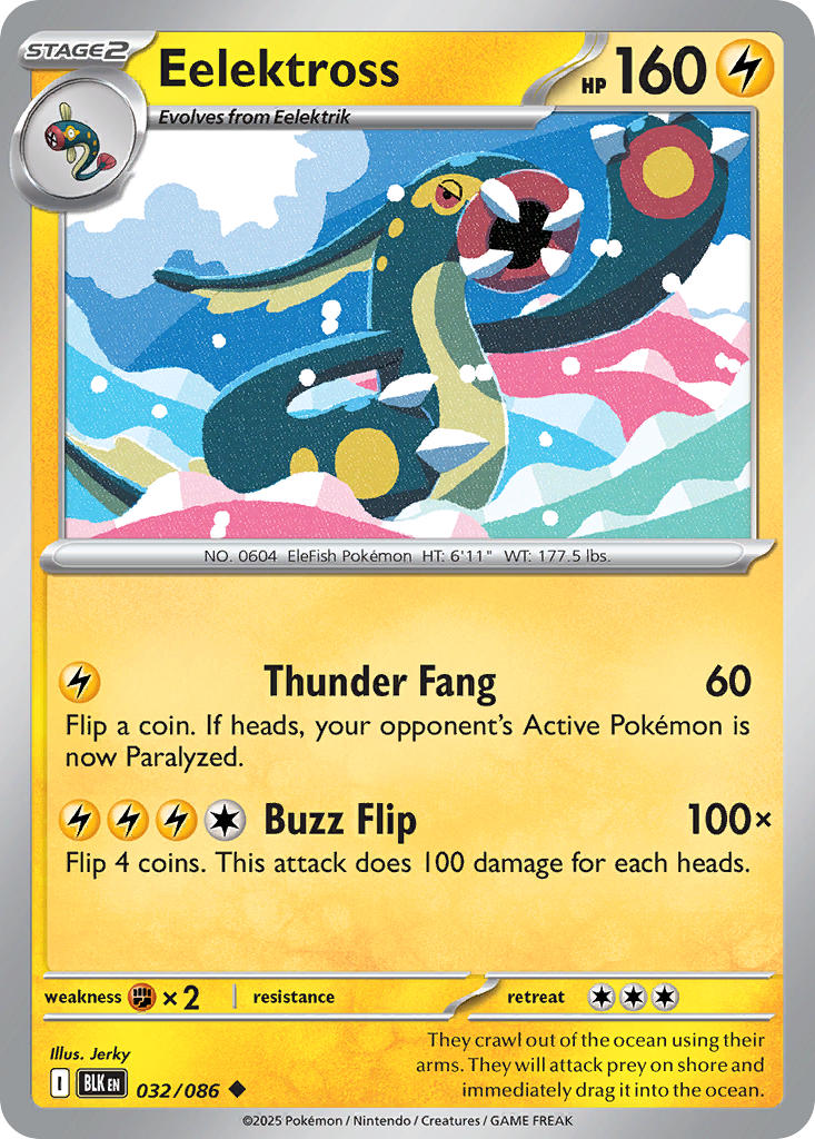 Eelektross 032/086 Uncommon Black Bolt Pokémon card
