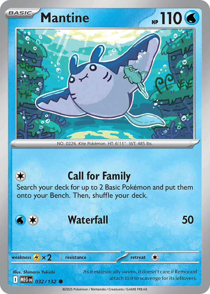 Mantine 032/132 Common Mega Evolution Pokémon card
