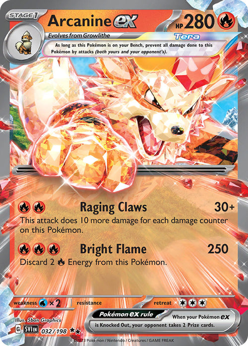 Arcanine EX 032/198 Double Rare Scarlet & Violet Pokémon card