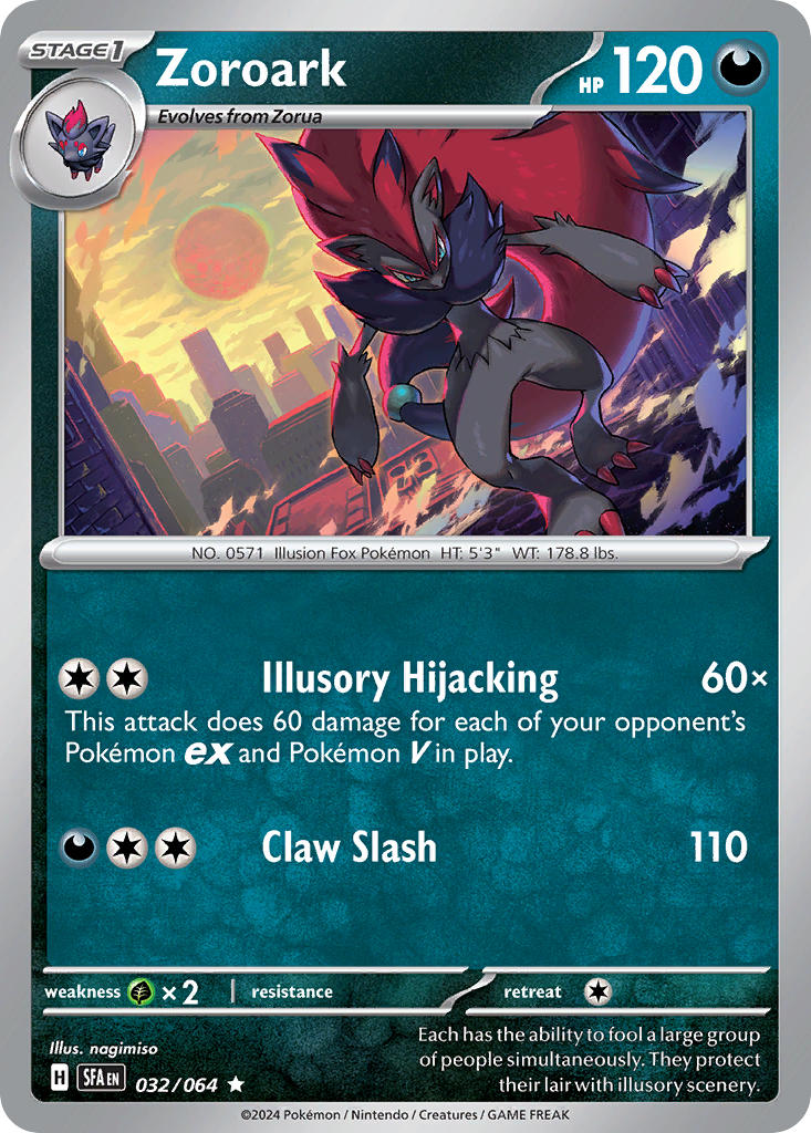 Zoroark 032/064 Rare Shrouded Fable Pokémon card