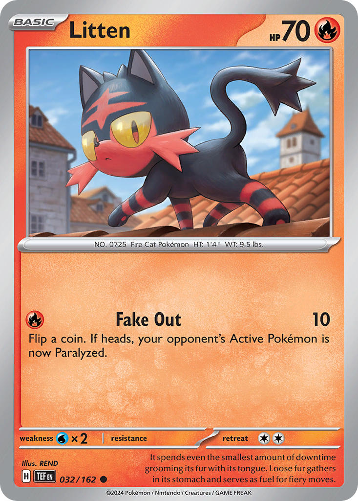 Litten 032/162 Common Temporal Forces Pokémon card