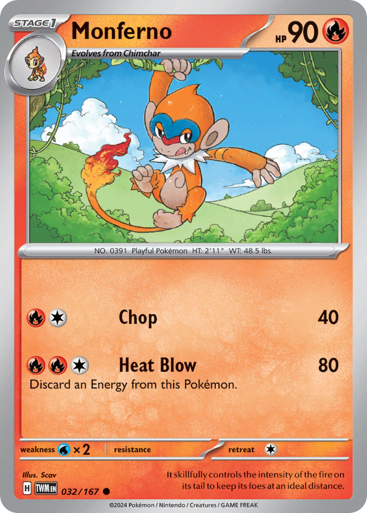 Monferno 032/167 Common Twilight Masquerade Pokémon card