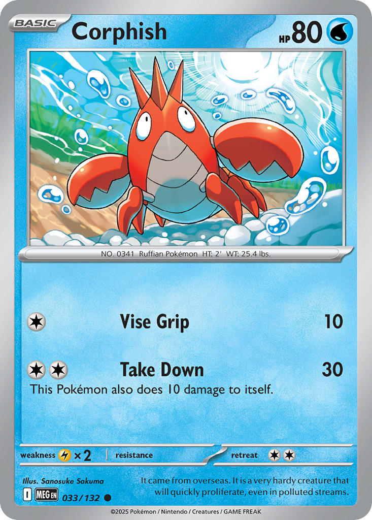 Corphish 033/132 Common Mega Evolution Pokémon card