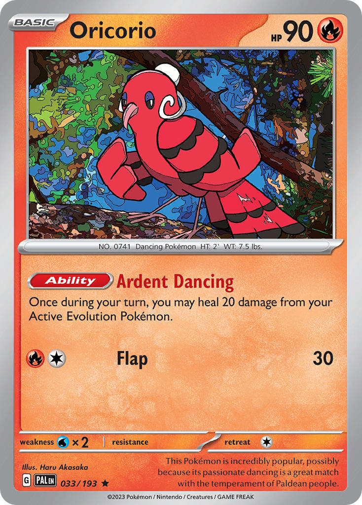 Oricorio 033/193 Rare Paldea Evolved Pokémon card