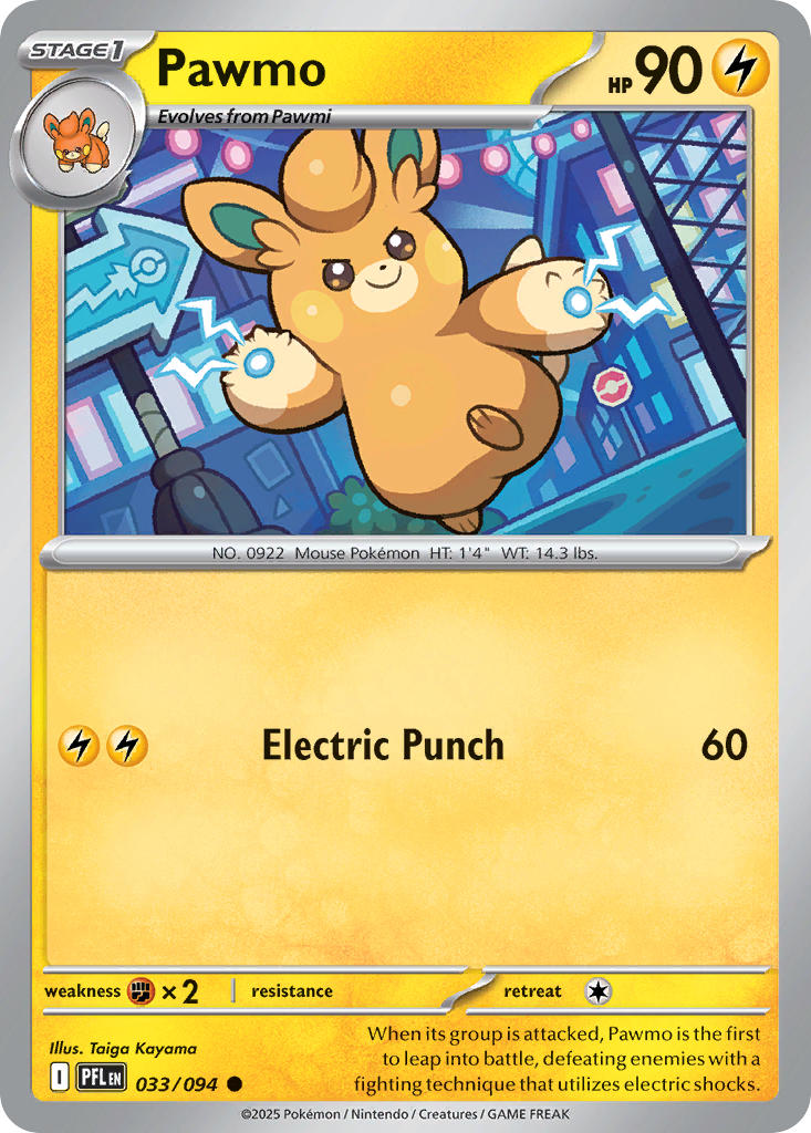 Pawmo 033/094 Common Phantasmal Flames Pokémon card