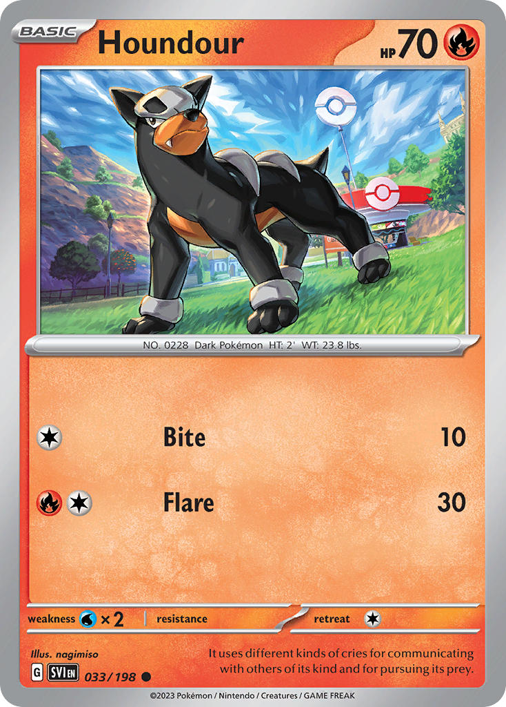 Houndour 033/198 Common Scarlet & Violet Pokémon card