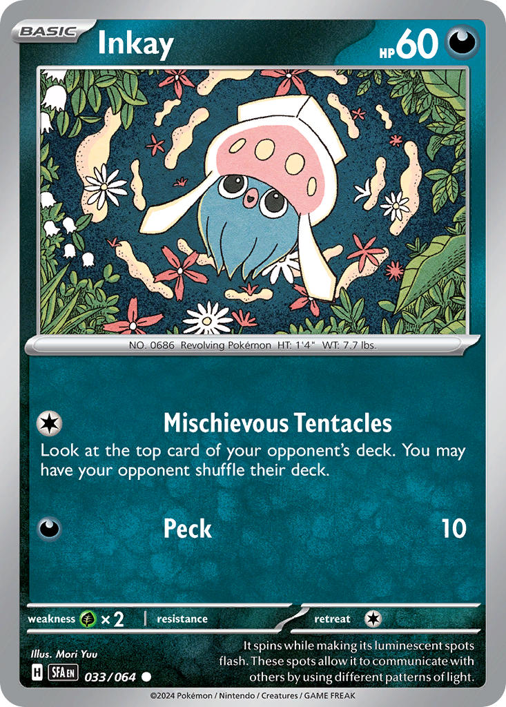Inkay 033/064 Common Shrouded Fable Pokémon card