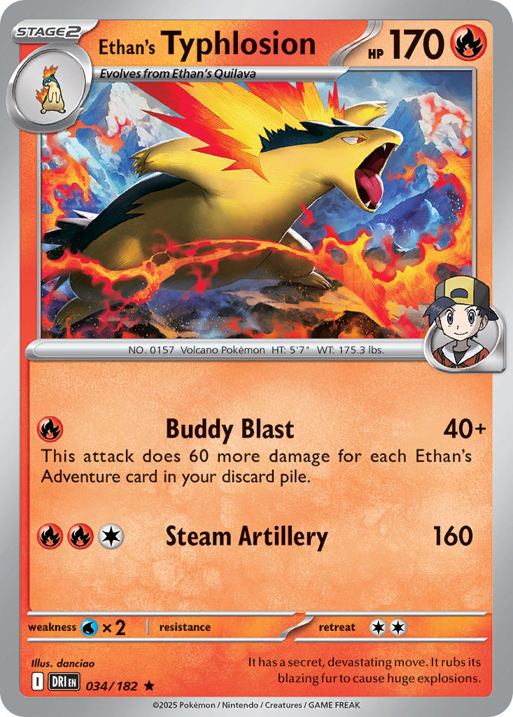 Ethan's Typhlosion 034/182 Rare Destined Rivals Pokémon card