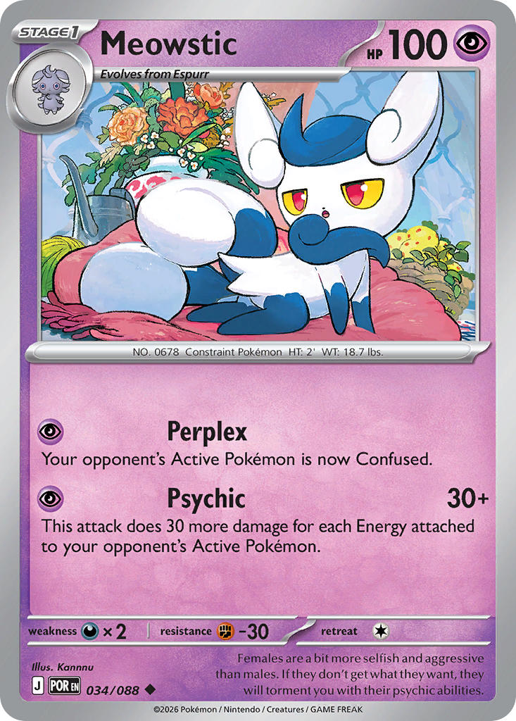 Meowstic 034/088 Uncommon Perfect Order Pokémon card