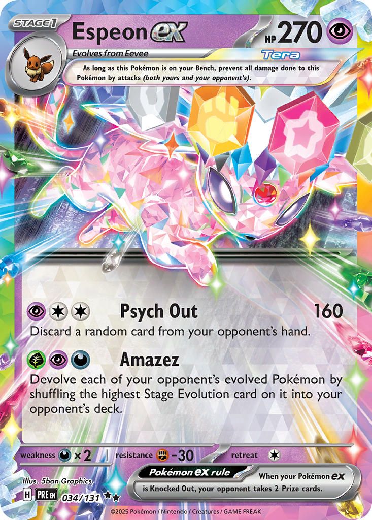 Espeon EX 034/131 Double Rare Prismatic Evolutions Pokémon card