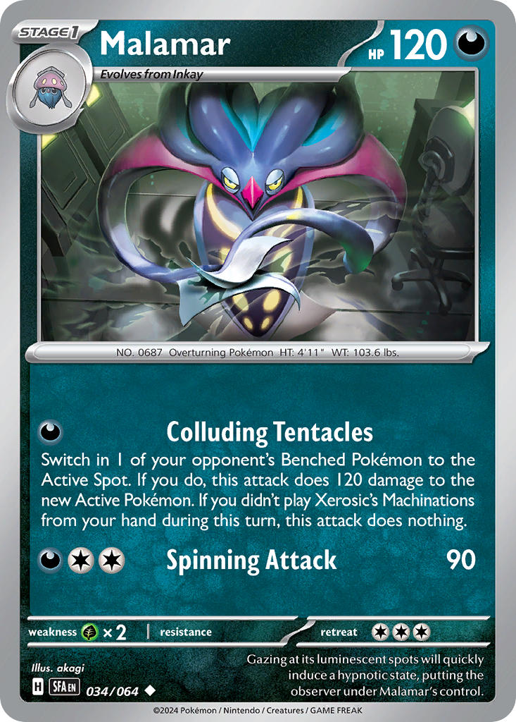 Malamar 034/064 Common Shrouded Fable Pokémon card