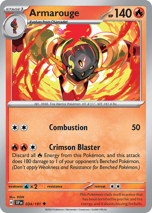 Armarouge 034/191 Common Surging Sparks Pokémon card