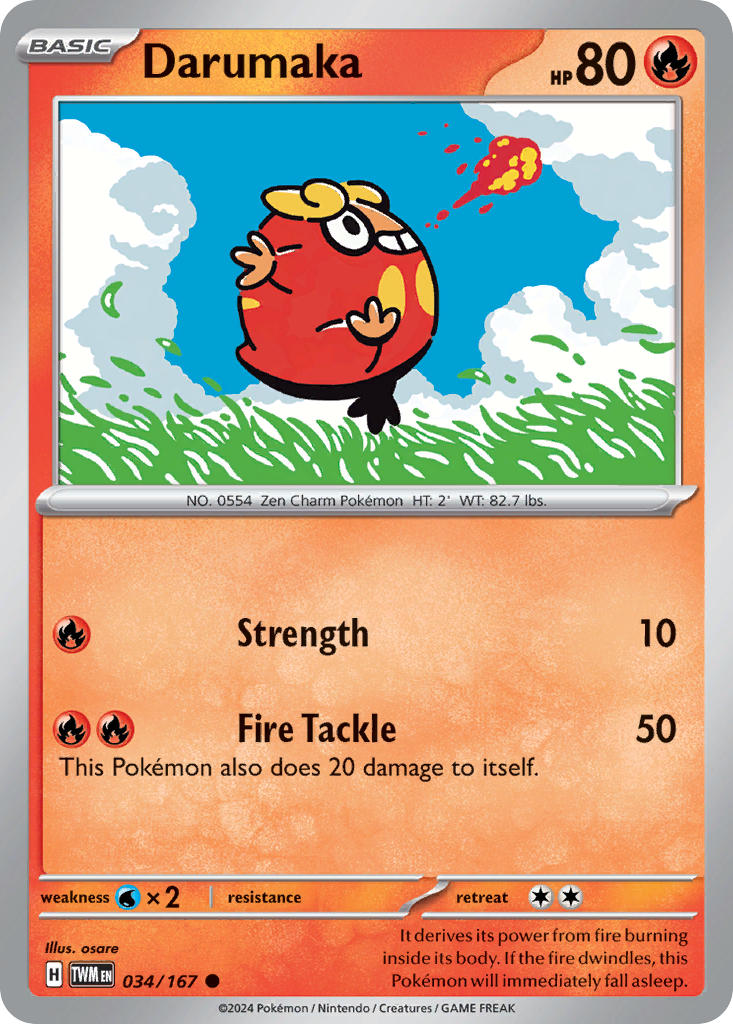 Darumaka 034/167 Common Twilight Masquerade Pokémon card