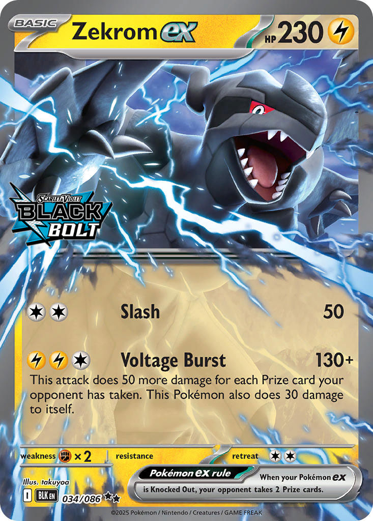 Zekrom EX 034/086 Double Rare Black Bolt Pokémon card