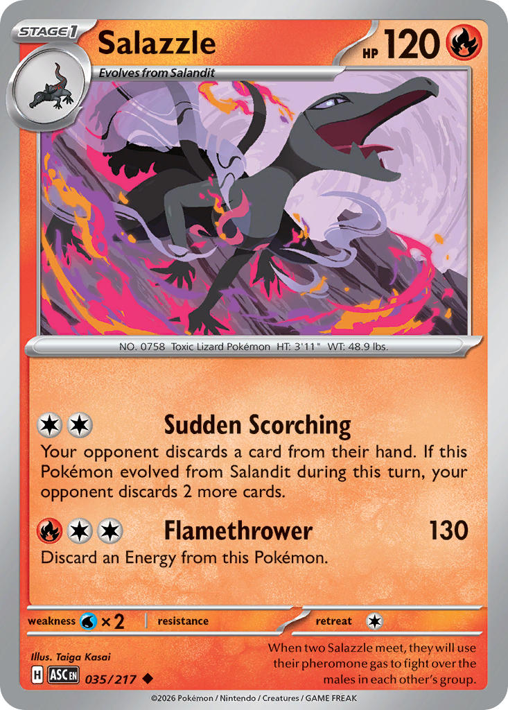 Salazzle 035/217 Rare Ascended Heroes Pokémon card