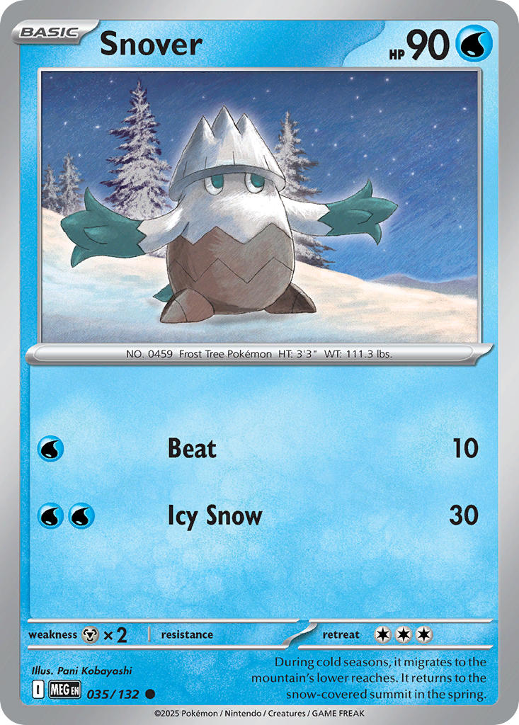 Snover 035/132 Common Mega Evolution Pokémon card