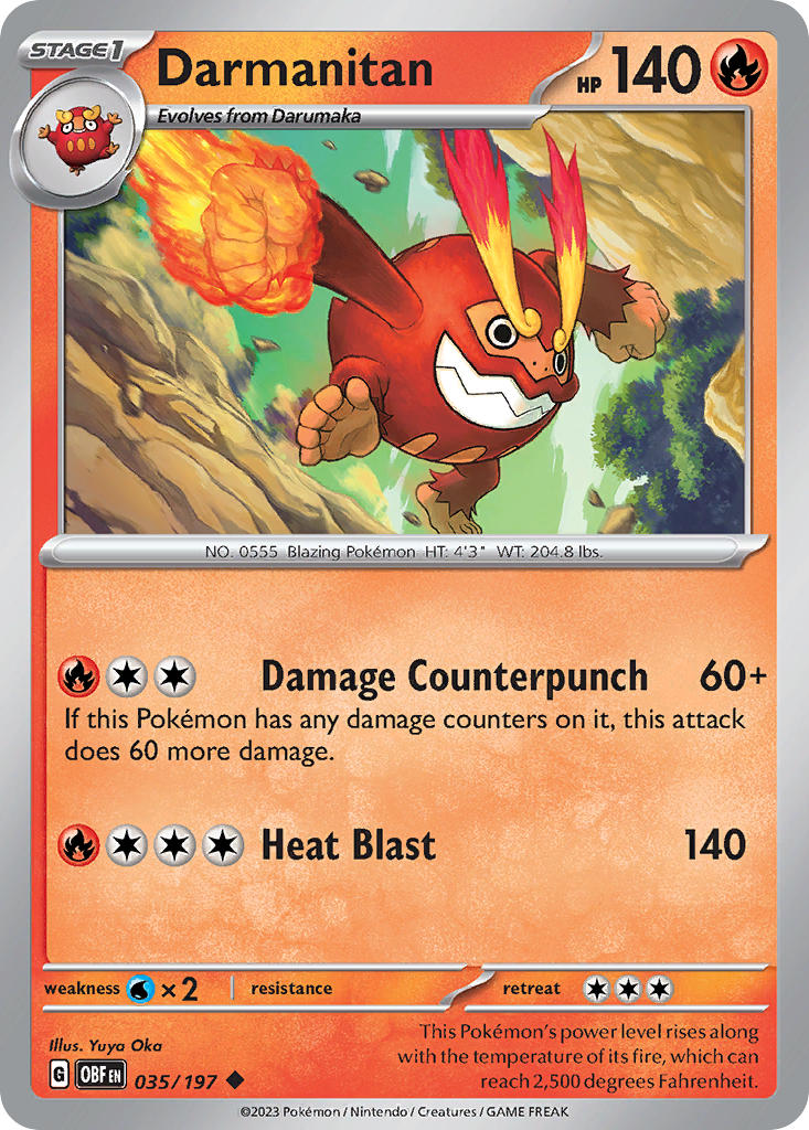 Darmanitan 035/197 Uncommon Obsidian Flames Pokémon card