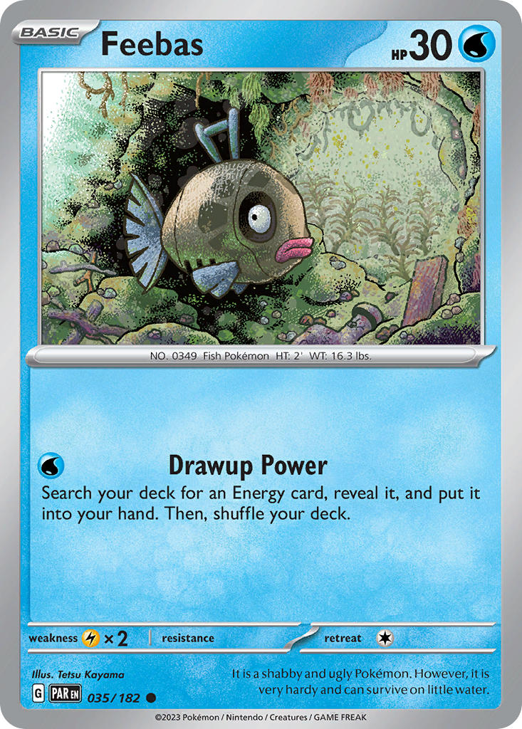 Feebas 035/182 Common Paradox Rift Pokémon card