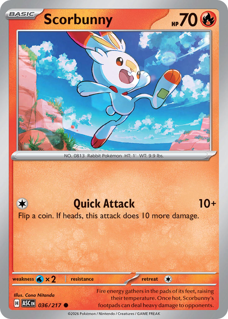 Scorbunny 036/217 Common Ascended Heroes Pokémon card
