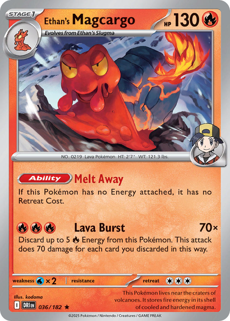 Ethan's Magcargo 036/182 Common Destined Rivals Pokémon card