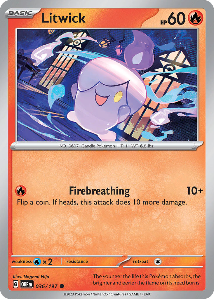 Litwick 036/197 Common Obsidian Flames Pokémon card