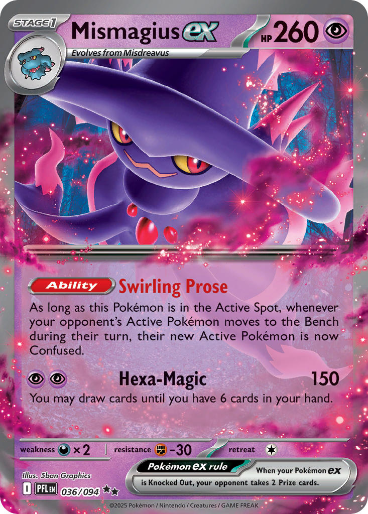 Mismagius EX 036/094 Double Rare Phantasmal Flames Pokémon card