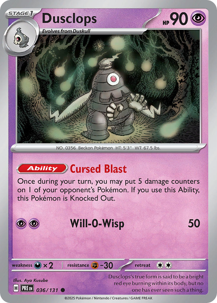 Dusclops 036/131 Common Prismatic Evolutions Pokémon card