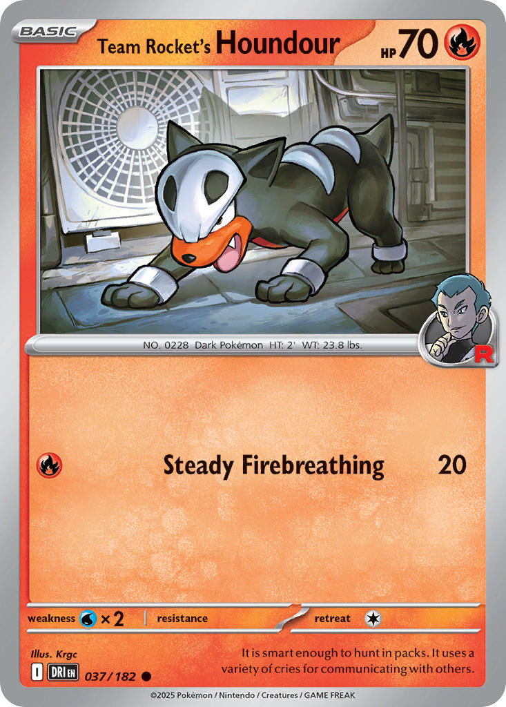 Team Rocket's Houndour 037/182 Common Destined Rivals Pokémon card