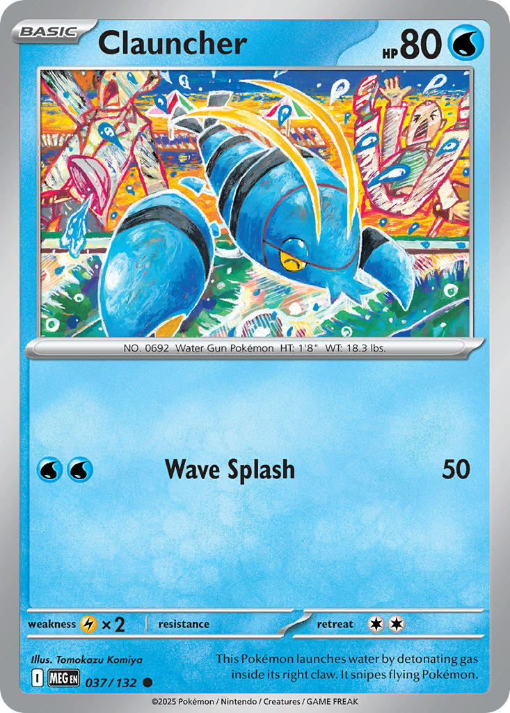 Clauncher 037/132 Common Mega Evolution Pokémon card