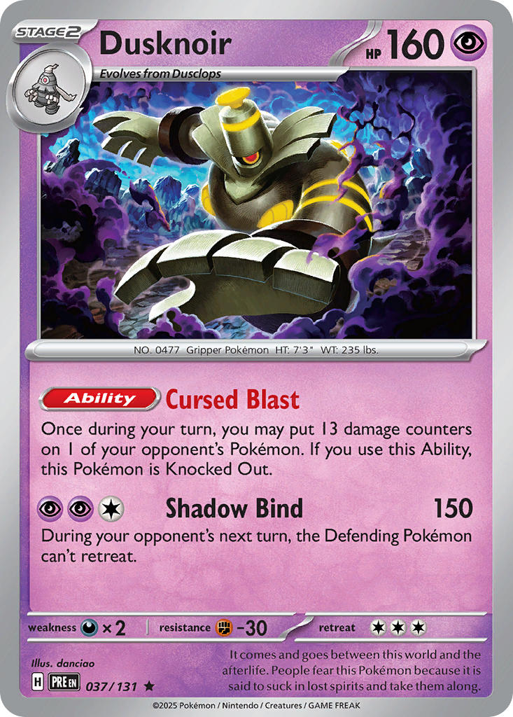 Dusknoir 037/131 Rare Prismatic Evolutions Pokémon card