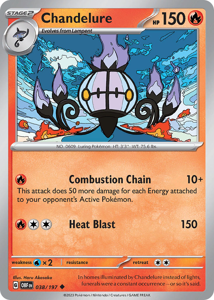 Chandelure 038/197 Uncommon Obsidian Flames Pokémon card