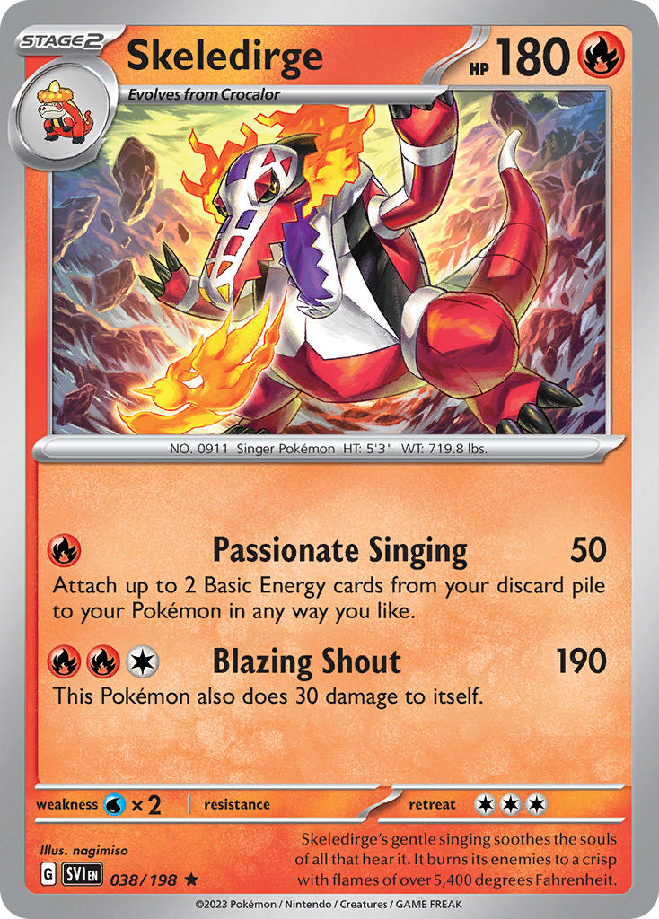 Skeledirge 038/198 Rare Scarlet & Violet Pokémon card