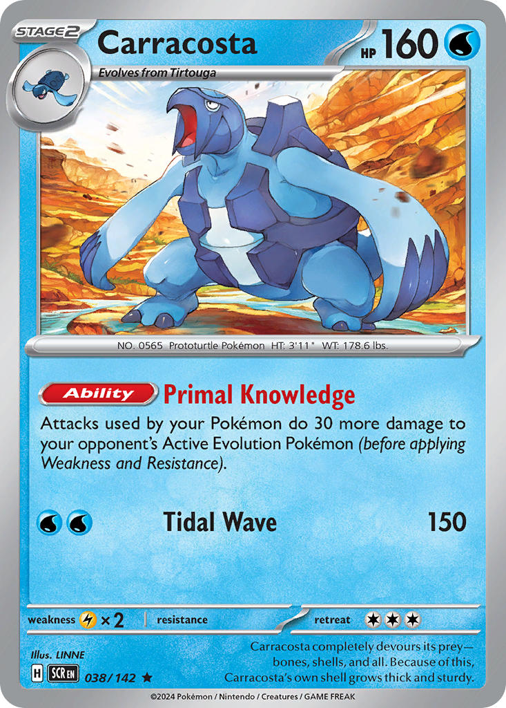 Carracosta 038/142 Rare Stellar Crown Pokémon card
