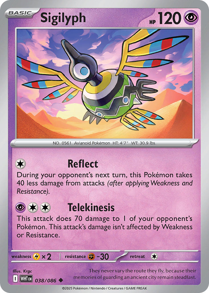 Sigilyph 038/086 Uncommon White Flare Pokémon card