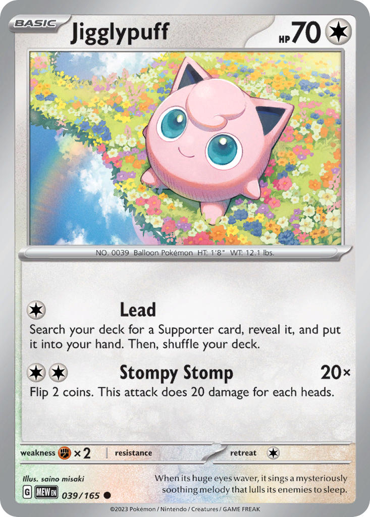 Jigglypuff 039/165 Common 151 Pokémon card