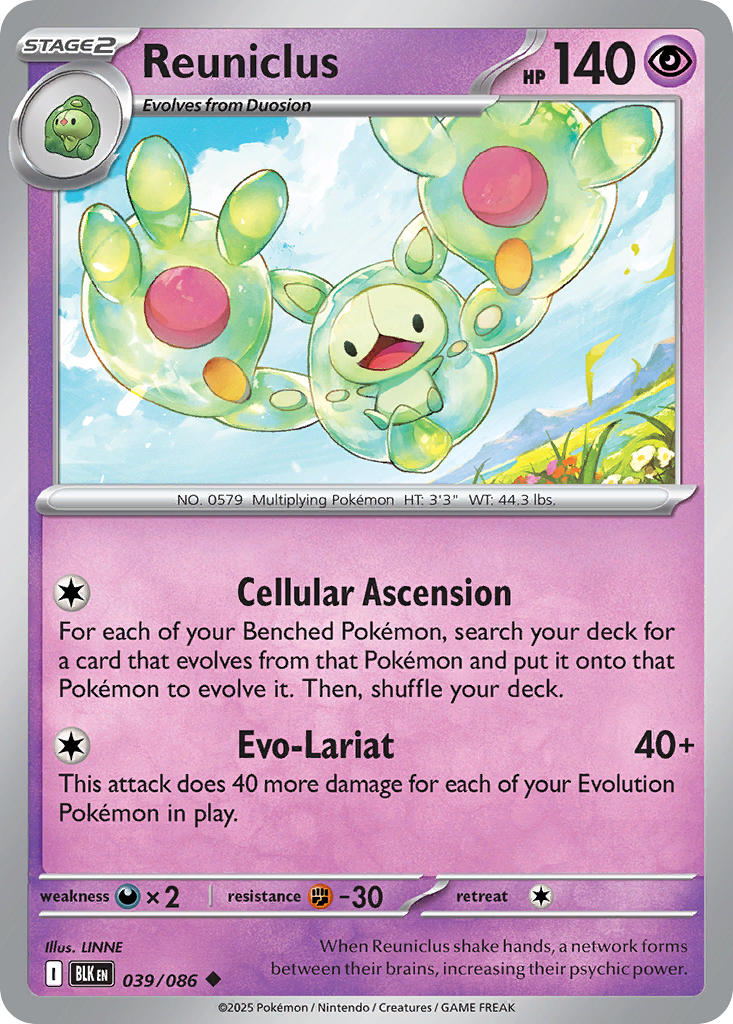 Reuniclus 039/086 Rare Black Bolt Pokémon card