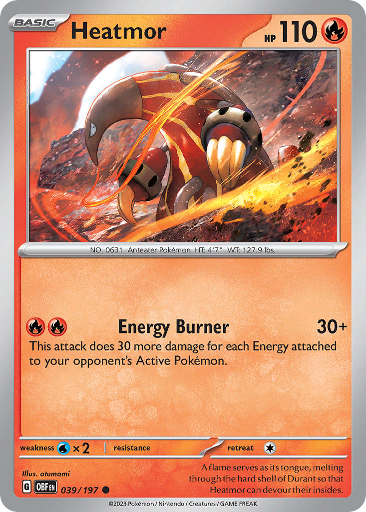 Heatmor 039/197 Common Obsidian Flames Pokémon card