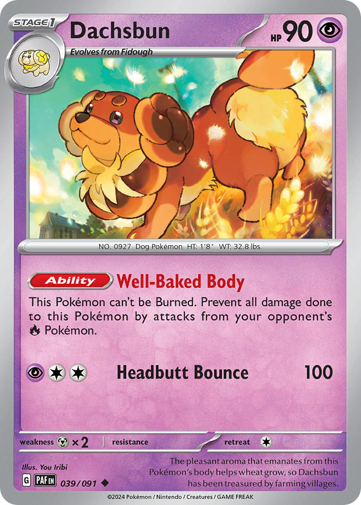 Dachsbun 039/091 Uncommon Paldean Fates Pokémon card