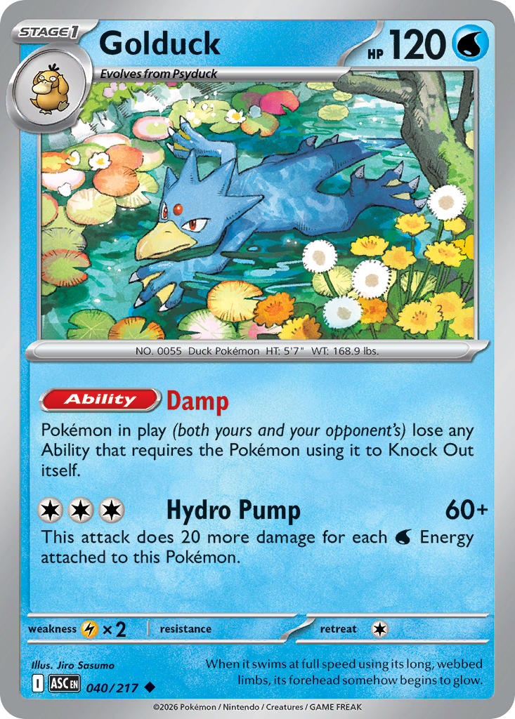 Golduck 040/217 Rare Ascended Heroes Pokémon card
