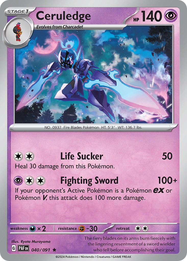 Ceruledge 040/091 Rare Paldean Fates Pokémon card